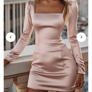 Chic Long Sleeve Satin Dress